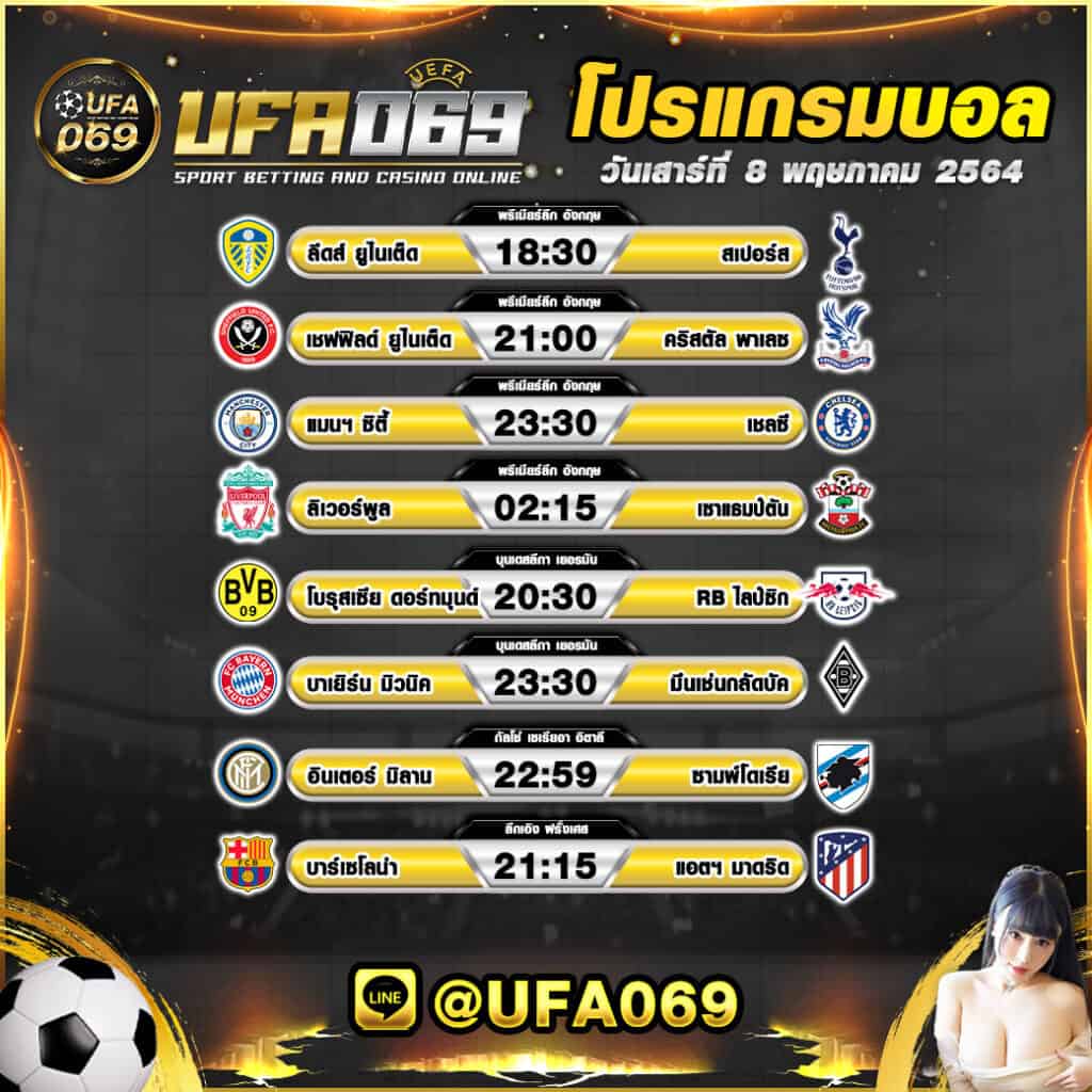 โปรแกรมบอล ยุโรป ตารางบอล 8 พฤษภาคมม 2564